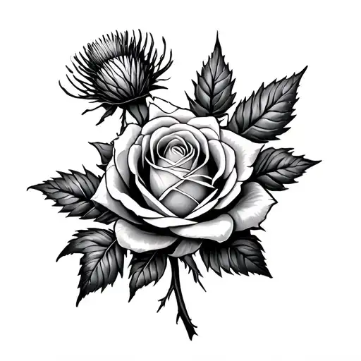 Thistle And Rose Surrounded
