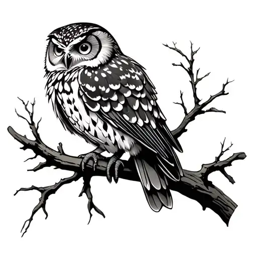 Owl Perched On A Branch
