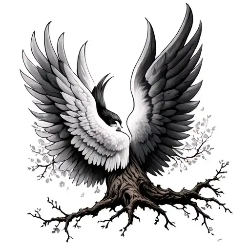 Family Tree Branches Representing Each With Wings Behind It