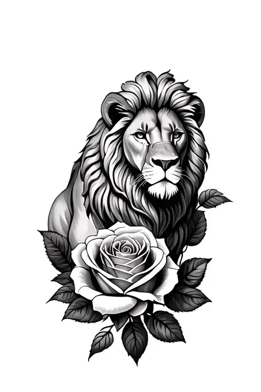 Lion In The Middle Of Two Roses