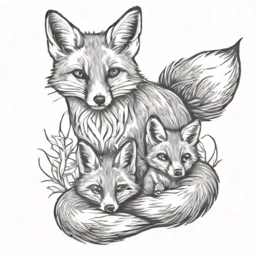 Fox Mom And Babies