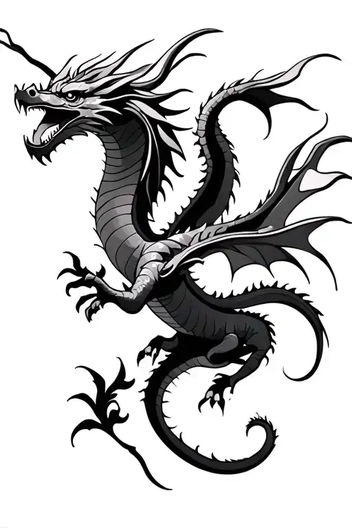 Tribal Bohemian Dragon Flying