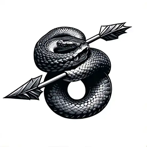 Snake Wrapped Around Arrow Going