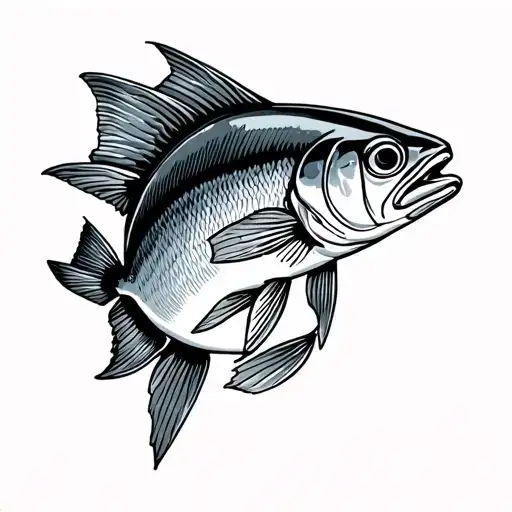 Spanish Sardine Simple Line Drawing Side Profile Traditional