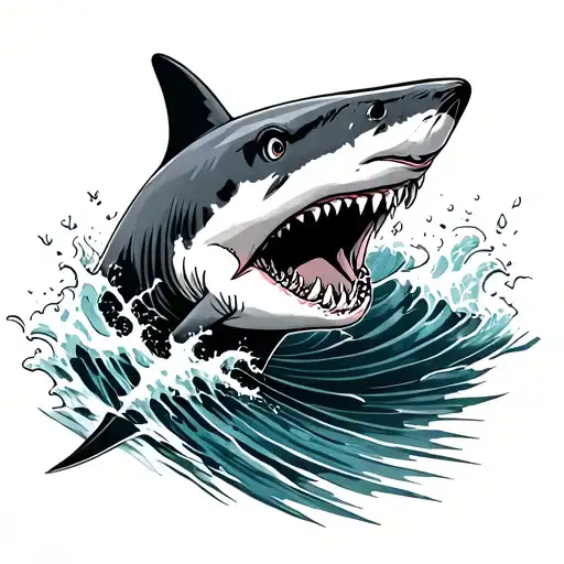 Shark Coming Out Of A Wave