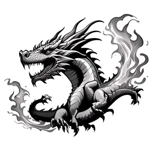 Dragon Breathing Fire Flames