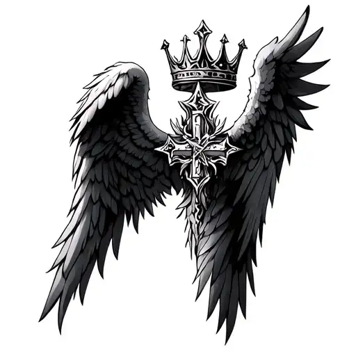 Cross Angel Wings Crown