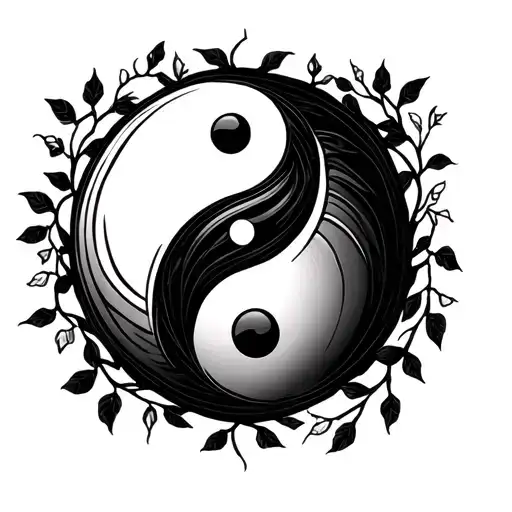 Ying And Yang Symbol With Vines Around It