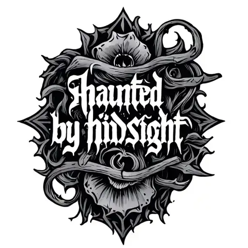 Haunted By Hindsight Gothic Lettering Tattoo Design