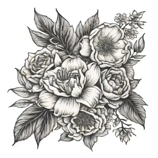 September January And August Birth Flowers Together In A Fine Line