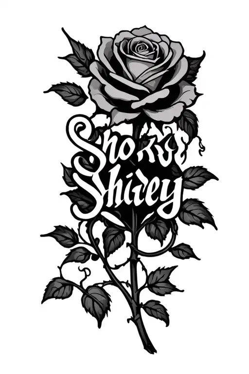 Rose With Vines Growing Spelling Out Shirley Inside The Vine