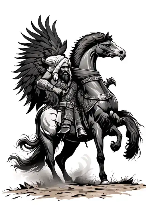 Punjabi Warrior Khalsa In Battle Horse Lion Eagle Jatt Tractor