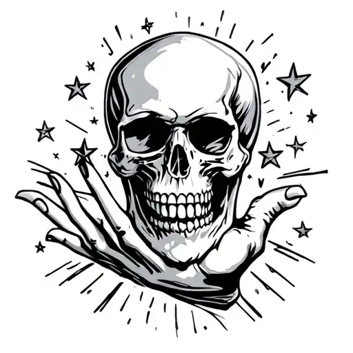 Skull Hand Tattoo With Stars