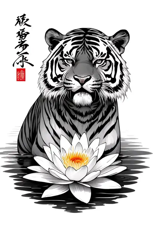 Tiger With Water Lily Yakuza