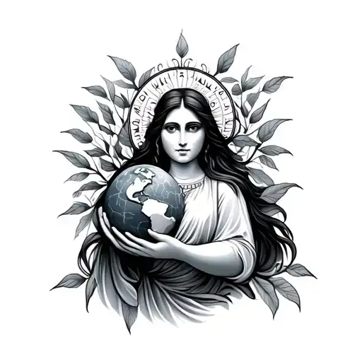 Fat Mother Nature Goddess Holding Earth
