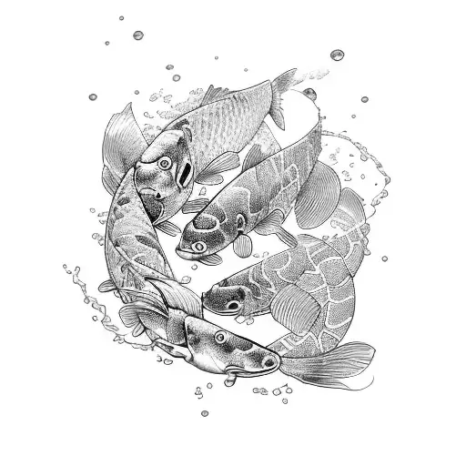 Koi Fish With Waves