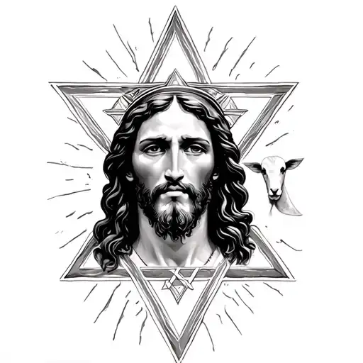 Jesus With Lamb With The Star Of David Realism