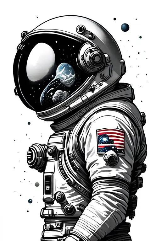Astronaut With Space In His Helmet Adorned