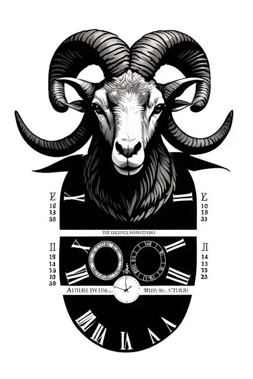 Ram Head And 4 Roman Numeral Clocks With Dates Below