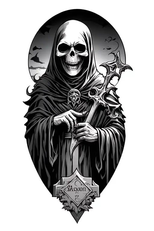 Grim Reaper In A Graveyard