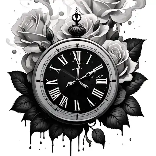 Roses Clock Melting Smoke