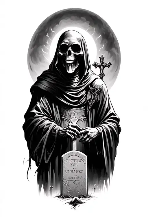 Grim Reaper In A Graveyard