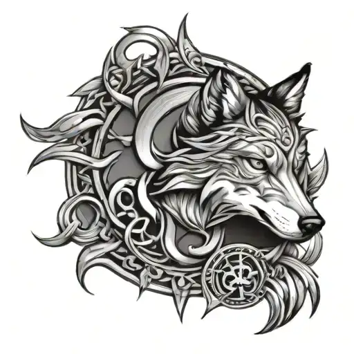 Omega Symbol And Wolf