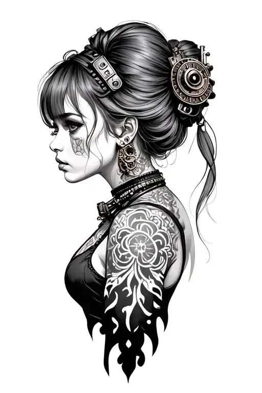 Steampunk Girl Side Profile
