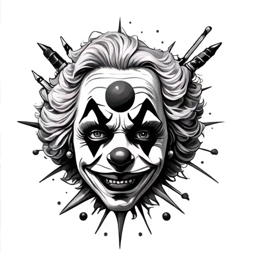 Gangster Clown Face And Pices Zodiac Sign