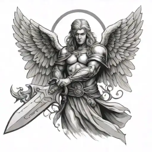 Arch Angel Holding A Sword