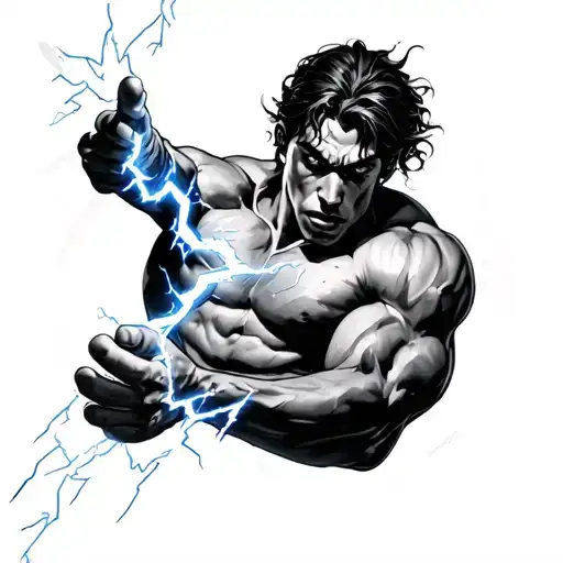 Black And Grey Realism Zues Throwing A Lightning Bolt