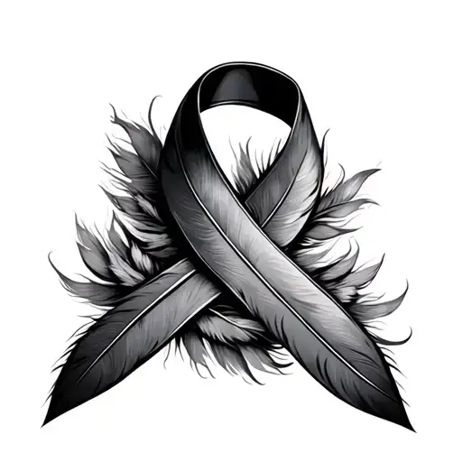 Cancer Ribbon Made Of Feathers