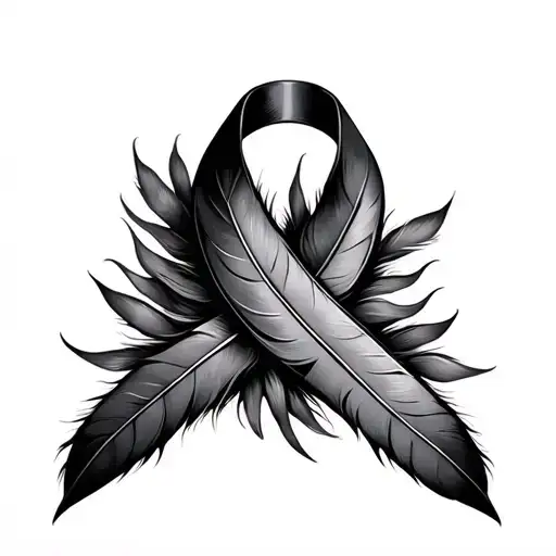 Cancer Ribbon Made Of Feathers