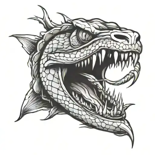 Scary Snake Wrapped Around Knife With Mouth Open Wide With Sharp Fangs