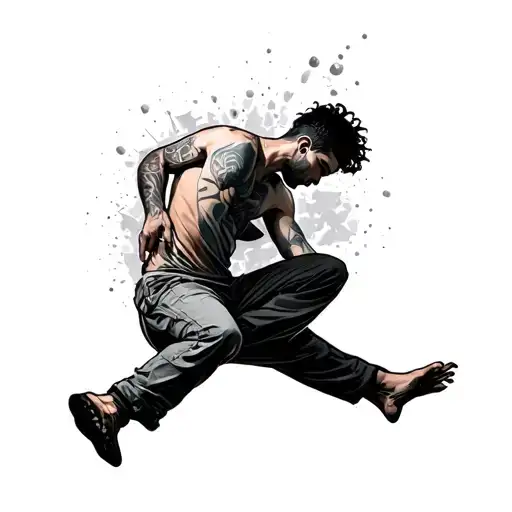 Falling Guy With Geo Patern