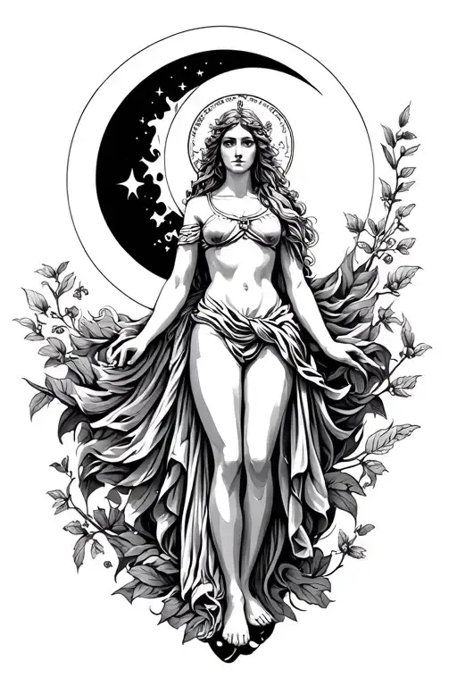 Greek Mythology Goddess Moon Surrounded