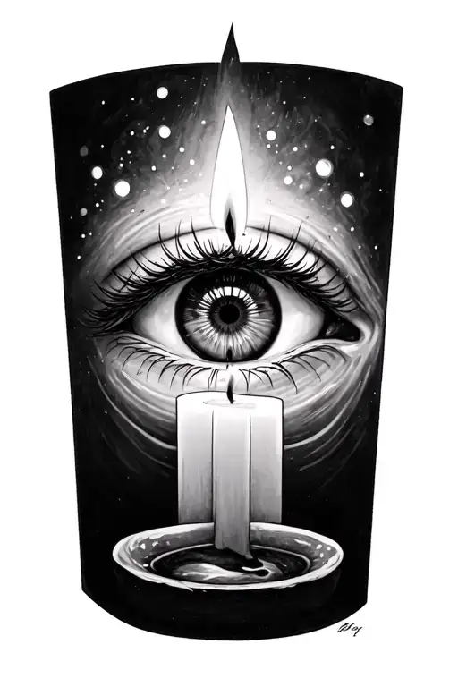 Realistic All Seeing Eye With Candle