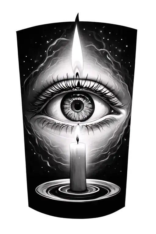 Realistic All Seeing Eye With Candle