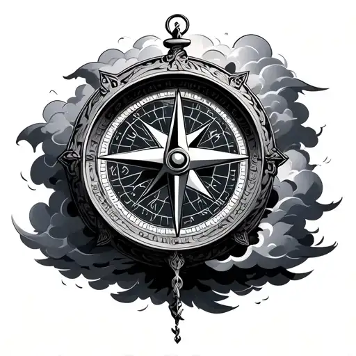 Compass Religious Related Clouds Forming Clock Hands