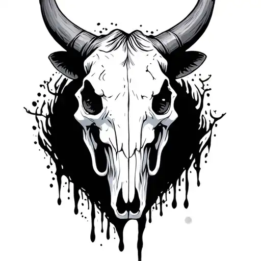 Longhorn Cow Skull Crying Eye