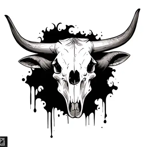 Longhorn Cow Skull Crying Eye Looking