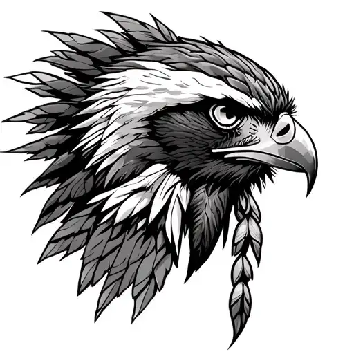 Native American Traditional Tattoo Design Inspired Hawks Back