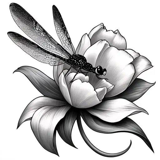 Dragonfly And A Tulip