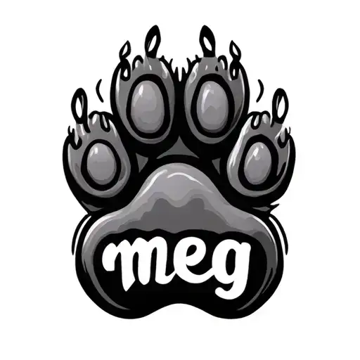 Dog Paw With Meg Written In Paw Pad
