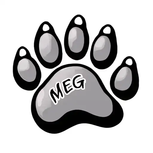 Basic Dog Paw With Meg Written In Paw Pad