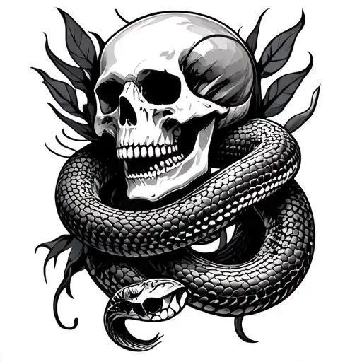 Skull And Snake Coiled