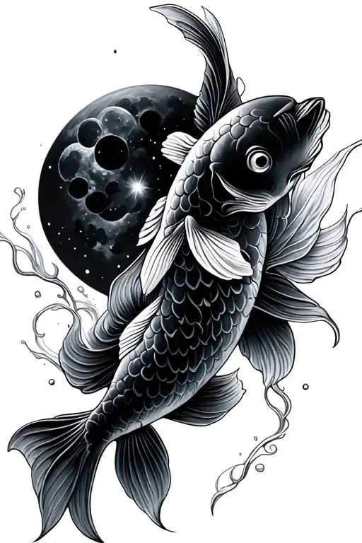Sun And Moon Koi Fish