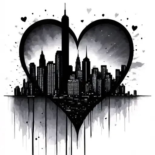 Hearts Skyline Silhouette Chicago