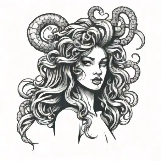 Medusa Head Sexy Woman Thin Lines Top