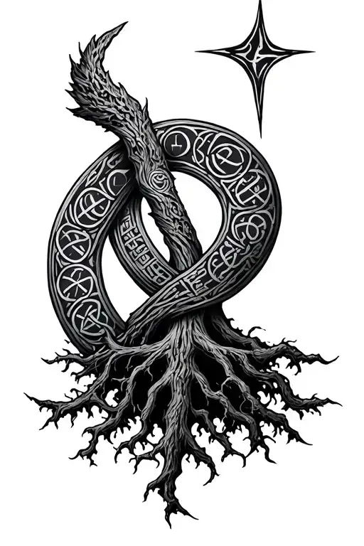 Vegvisir And Yggdrasil Viking Runes Intertwined